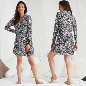 YARN & SEA • Luxe Gray Leopard Cheetah Animal Print Luxury Bamboo Nightshirt